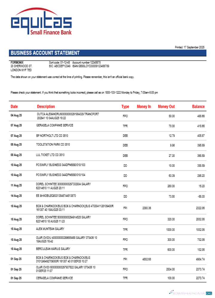 Download Equaitas enterprise account statement Word and PDF format Photoshop template